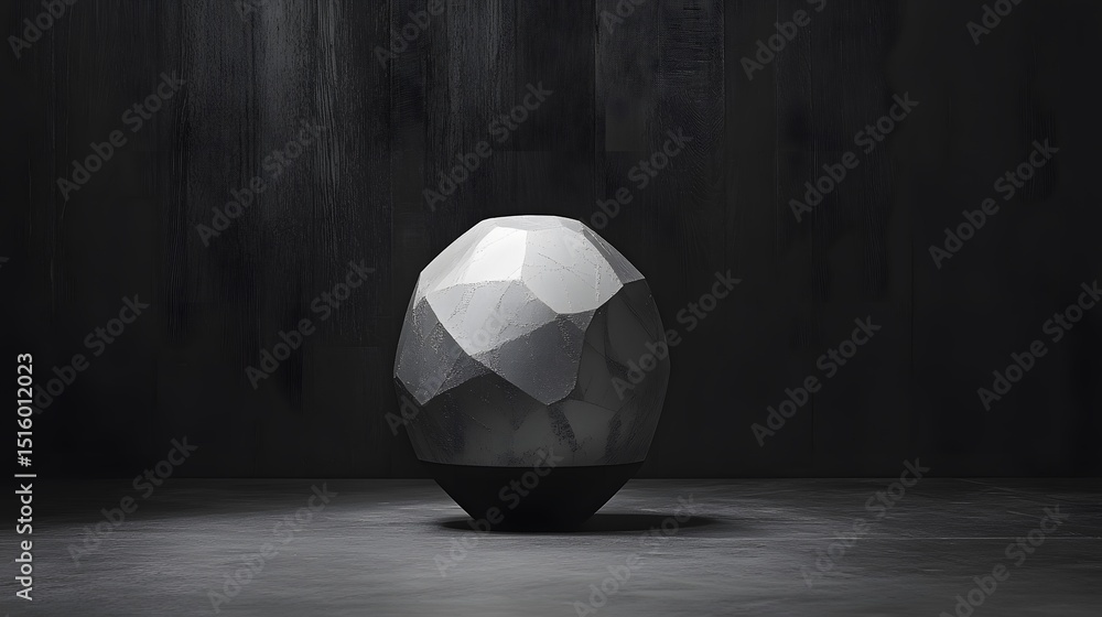 Fototapeta premium Geometric Abstract Egg Shape on Dark Wood Background