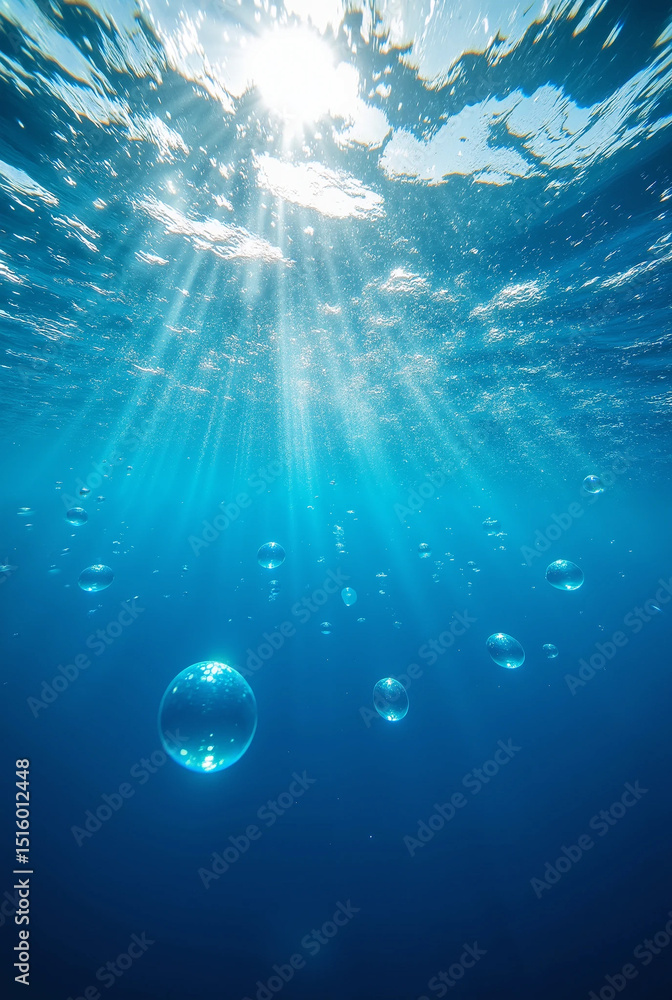 Naklejka premium underwater scene with bubbles