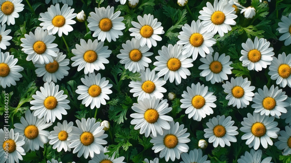 Close-up of many daisies in a garden bed Close-up of many daisies in a garden bed