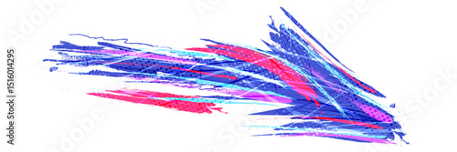 Abstract and Colorful Sports Background with Brush Strokes and Halftone Style