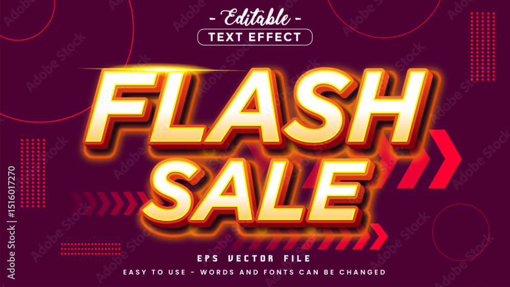 Fototapeta premium Glossy flash sale text, editable text effect.