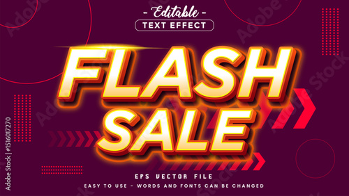 Glossy flash sale text, editable text effect.