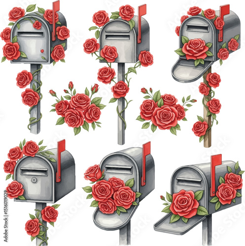 Charming Mailboxes Adorned with Watercolor Roses