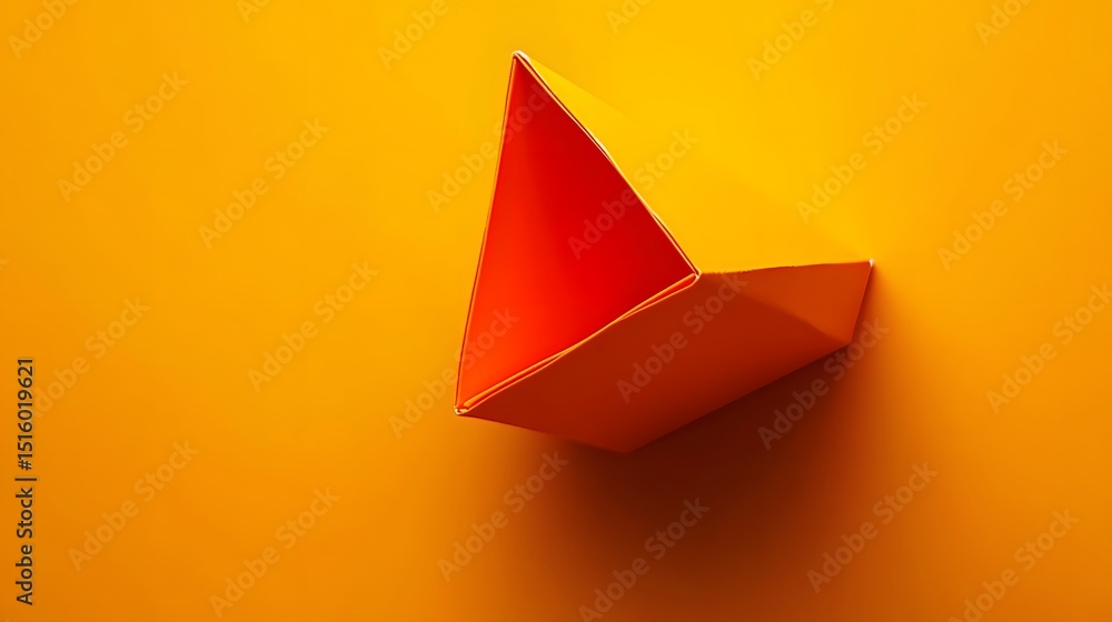 Fototapeta premium Abstract Orange Triangular Paper Sculpture Minimalist Design