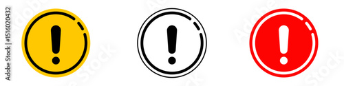 Exclamation Mark Icons: Yellow, Black, and Red Circular Warning Symbols