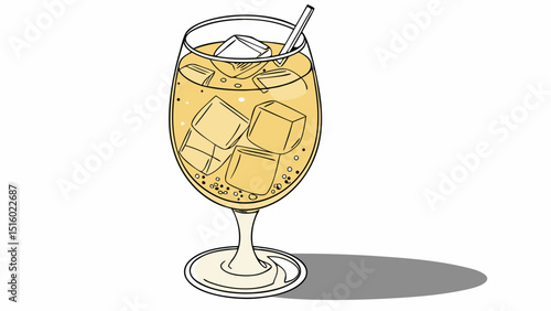 Vector refreshing glass of sparkling drink with ice cubes, perfect for any occasion