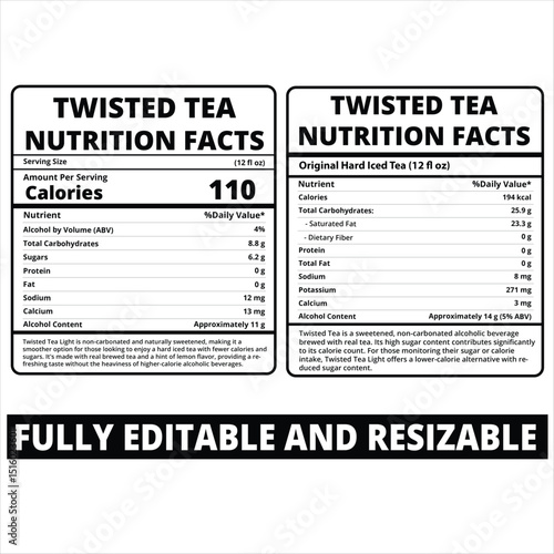 Twisted tea nutrition facts,  twisted tea light nutrition facts, Nutrition facts,  Nutrition Facts Label

