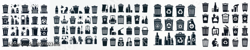 Vector set image silhouette of a trash bin.