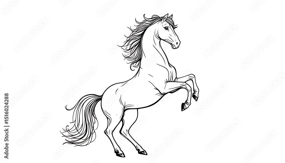 Fototapeta premium Majestic Horse in mid-air: A stunning monochrome illustration