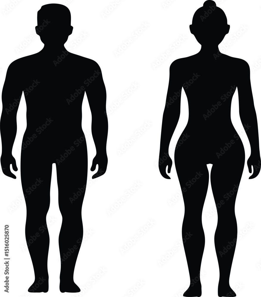 Fototapeta premium Male and Female Body Silhouette Vector Illustration