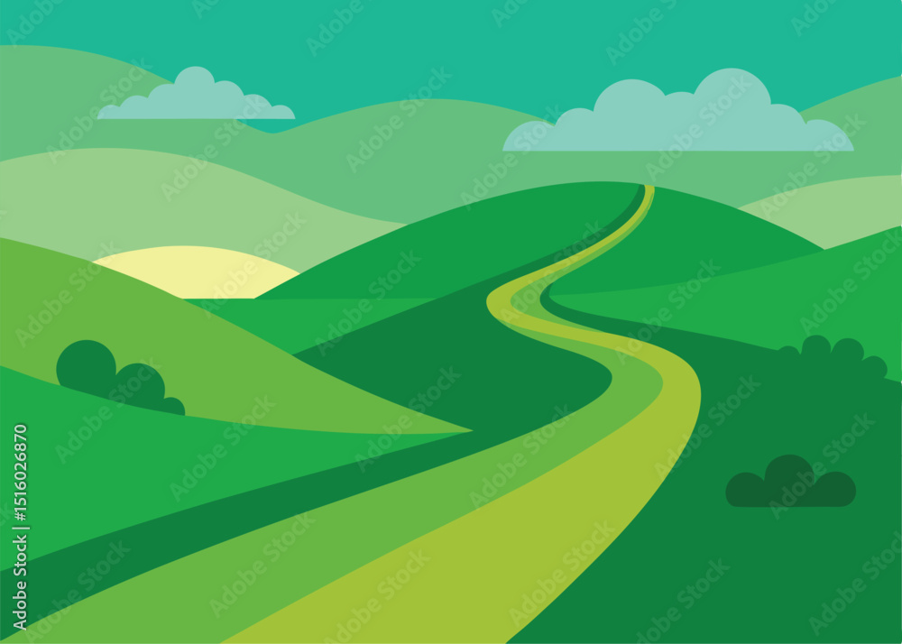 Obraz premium landscape with road and hills