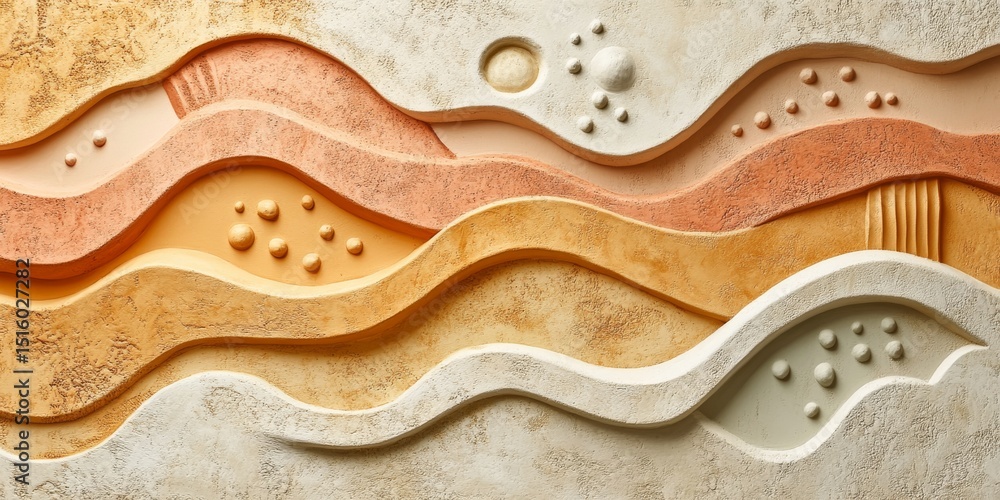 Obraz premium Abstract relief painting creating dynamic flowing shapes with earthy tones