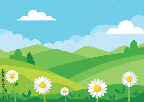 summer landscape with flowers