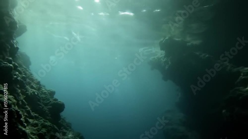 Wallpaper Mural Underwater Vista Revealing Submerged Rocky Walls And Ambient Light Torontodigital.ca