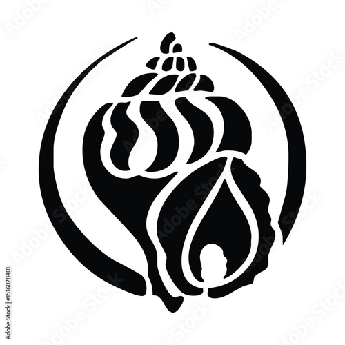 Silhouette of a Seashell Vector Illustration – Simple, Elegant Coastal Shell Shape Design for Beach, Ocean, Marine, Summer, Nature, and Nautical Themes
