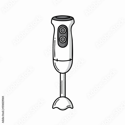 Simple grey immersion hand blender illustration
