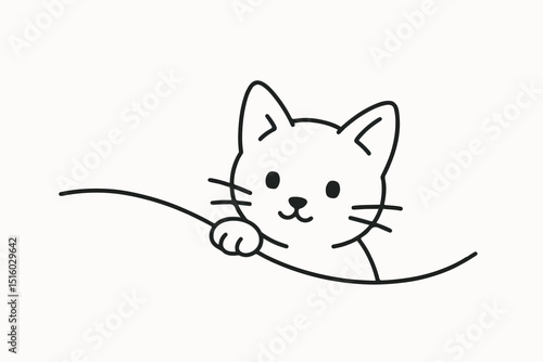 Curious Kitten Sketch: A delightful sketch of a cute kitten, its paws peeking out from a gentle curve, showcasing a playful and inquisitive personality.