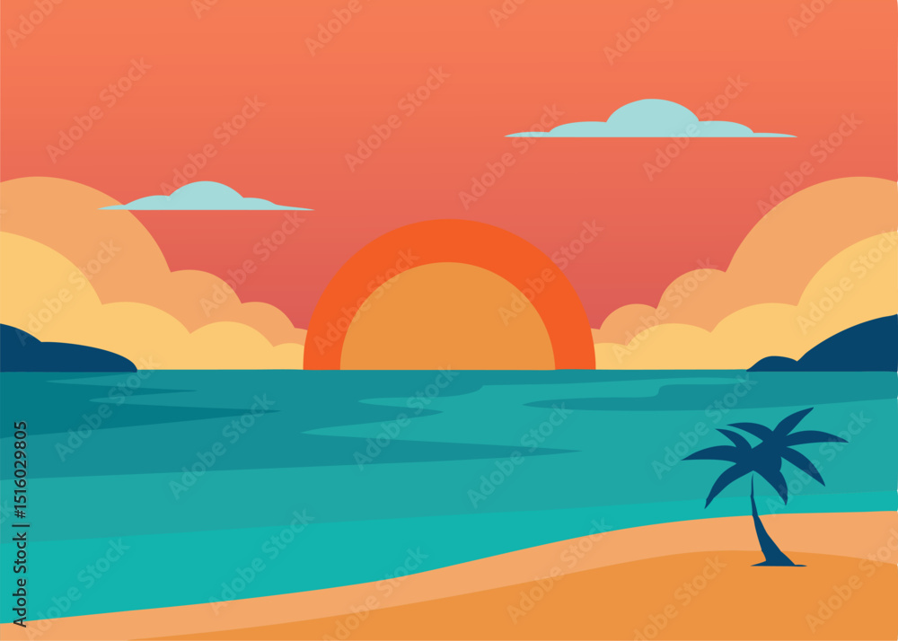 Fototapeta premium tropical beach vector illustration