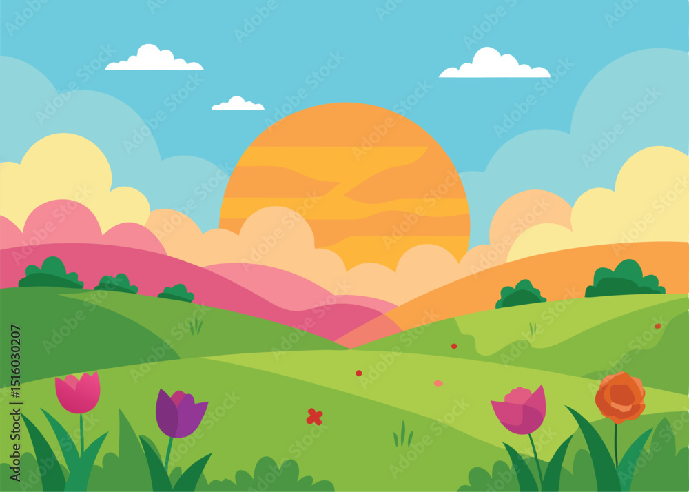 Fototapeta premium spring landscape with flowers