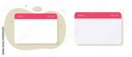 Browser web page window blank empty flat cartoon icon image clip art set, modern design of webpage website screen