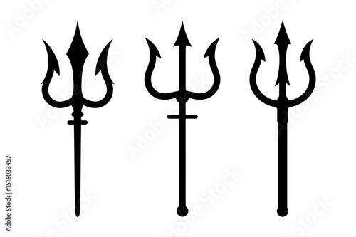 Trident vector set poseidon weapon neptune spear icon