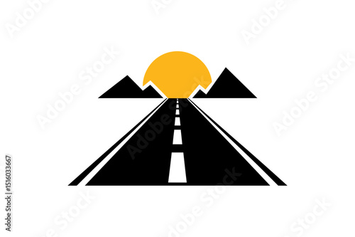 Mountain road trip with sun travel landscape view
