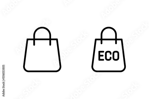 Eco friendly shopping bag icon reusable grocery bag