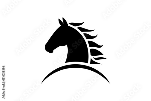 Horse head silhouette equestrian animal design logo