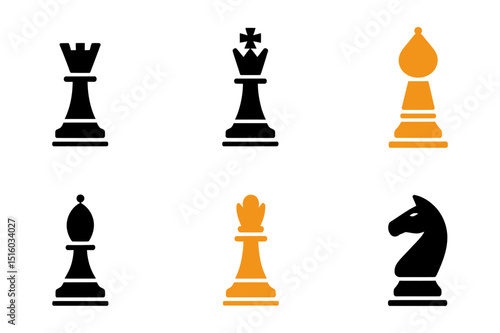 Chess pieces vector icons for game design assets