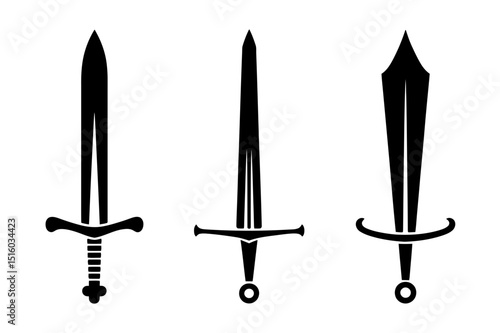 Swords silhouettes vector medieval weapon design