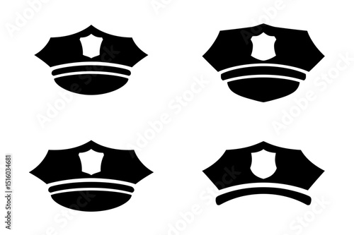 Police officer hat vector icon law enforcement cap