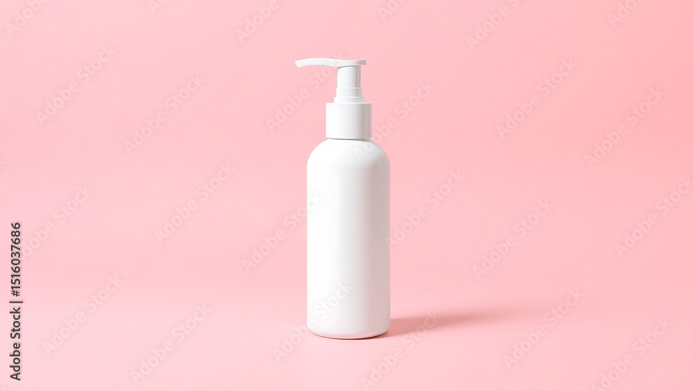 White Pump Bottle on Pink Background: Minimalist Product Photography White Pump Bottle on Pink Background: Minimalist Product Photography
