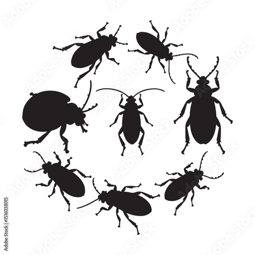 black different insects set, Vector stock illustration