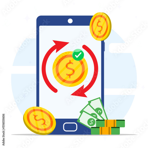 Send or receive payments, mobile transfer payments. Money transfer concept.