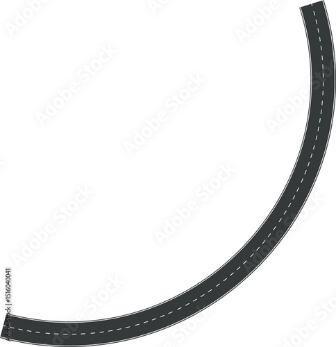 Wavy Curve road. Top view of racetrack. Winding road from top view vector illustration. Empty highway asphalt road, Ariel View Road, Empty highway black asphalt road with dividing lines.