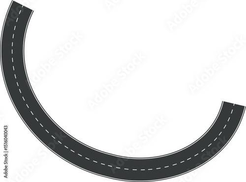 Wavy Curve road. Top view of racetrack. Winding road from top view vector illustration. Empty highway asphalt road, Ariel View Road, Empty highway black asphalt road with dividing lines.