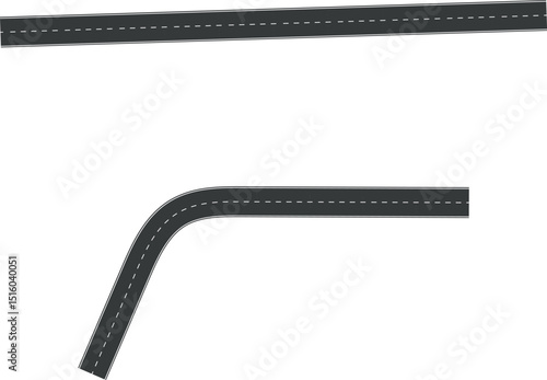 Wavy Curve road. Top view of racetrack. Winding road from top view vector illustration. Empty highway asphalt road, Ariel View Road, Empty highway black asphalt road with dividing lines.