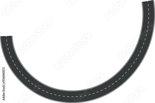 Wavy Curve road. Top view of racetrack. Winding road from top view vector illustration. Empty highway asphalt road, Ariel View Road, Empty highway black asphalt road with dividing lines.