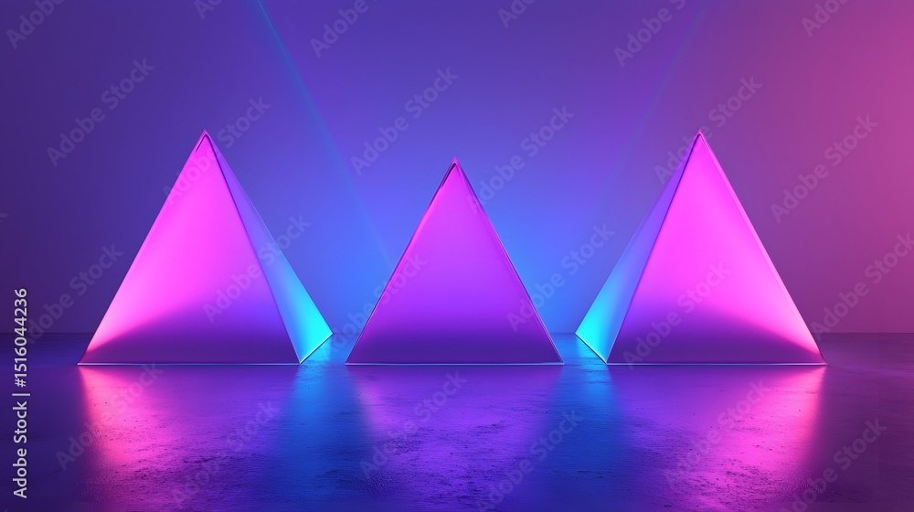 custom made wallpaper toronto digitalThree glowing pyramids in vibrant neon colors.