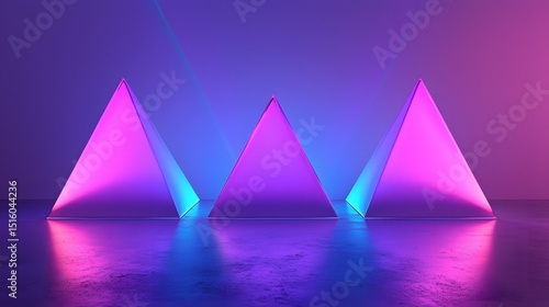 Wallpaper Mural Three glowing pyramids in vibrant neon colors. Torontodigital.ca
