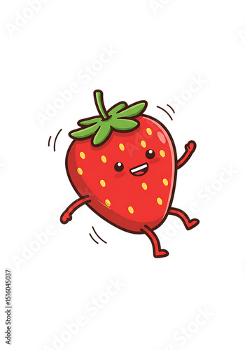 Cute Cartoon Strawberry Character Illustration png, transparent background