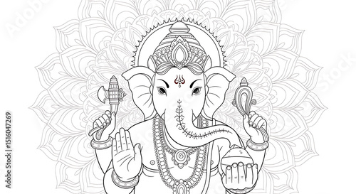 Ganesha Coloring Page for Adults
