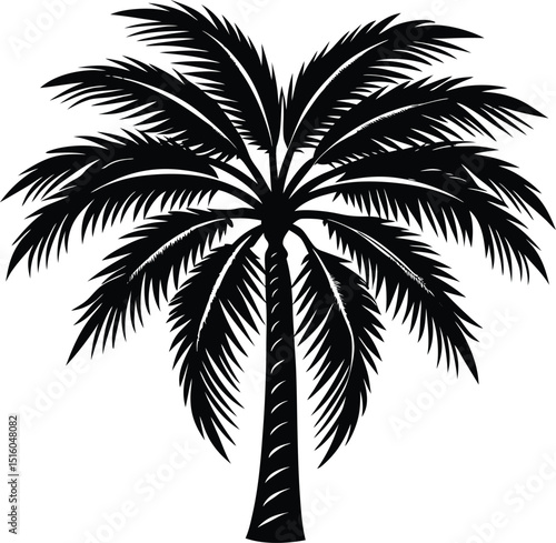 silhouette of palm tree white background