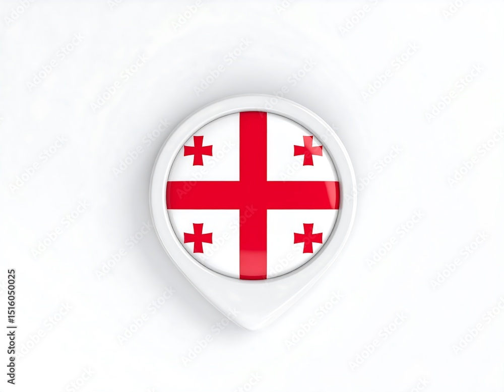 Fototapeta premium White map marker with Georgian flag