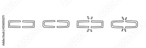 Doodle simple unlink icon set. Weak disconnect outline broken gap unlink collection. Vector illustration