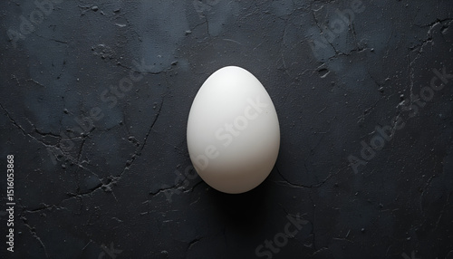 white egg on black background