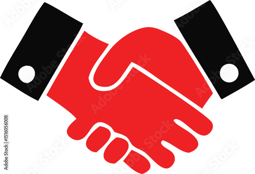 Stylized red handshake icon representing agreement partnership collaboration
