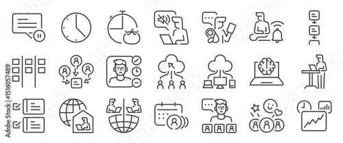 Remote work icon set. It includes productivity, wfh, work from home, work from anywhere and more icons. Editable Vector Stroke.