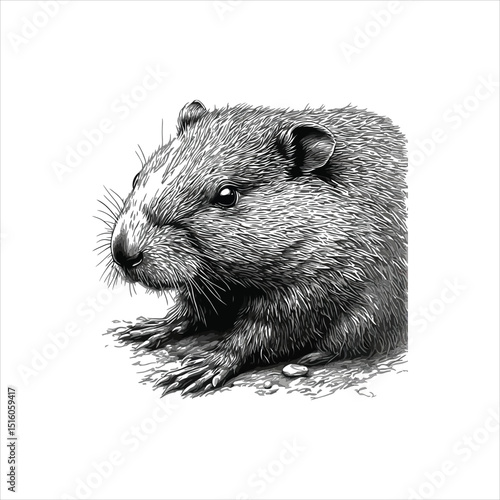 Realistic Beaver Sketch Detailed Wildlife Drawing
