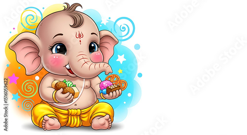 Adorable Ganpati Bappa Illustration – Decorative Art for Baby Room